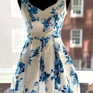 Floral Blue and White Dress